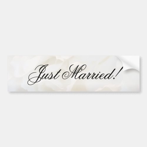White Carnation Floral Just Married Bumper Sticker