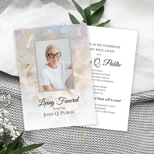 White Carnation Floral Living Funeral Party Invitation