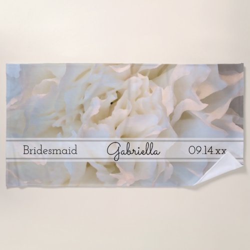 White Carnation Floral Wedding Bridesmaid Beach Towel