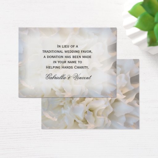 Customizable White Floral Wedding Charity Card Business Card Template