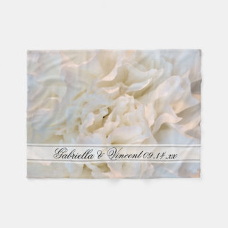 White Carnation Floral Wedding Fleece Blanket