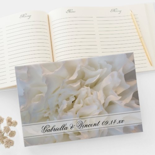 White Carnation Floral Wedding Guest Book