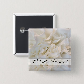 White Carnation Floral Wedding Pinback Button