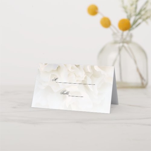 White Carnation Floral Wedding Place Card