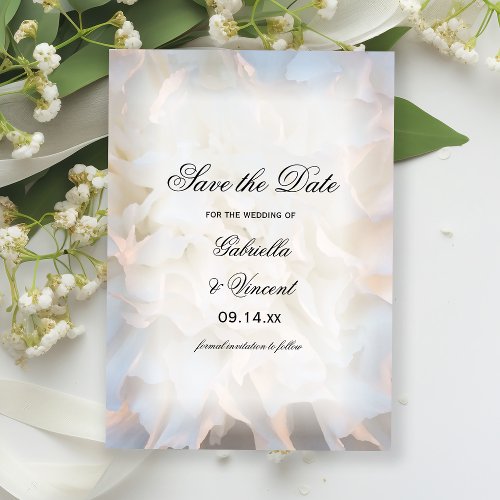 White Carnation Floral Wedding Save the Date