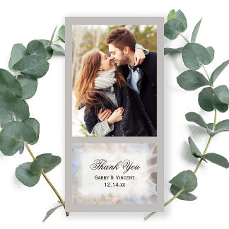 White Carnation Floral Wedding Thank You Card