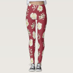 White Carnation Flowers on Red Patterned Leggings<br><div class="desc">Make a bold statement with these colorful leggings. They coordinate with our Merry Christmas design from our Flower Typography collection,  but can be worn year round.. They feature a red background and a large format pattern of photo images of white carnation flowers.</div>