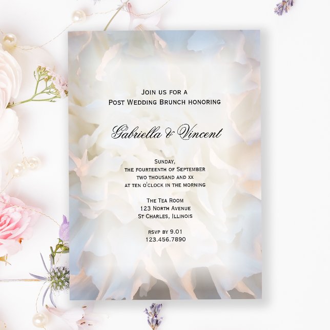 White Carnation Flowers Post Wedding Brunch Invitation (Creator Uploaded)