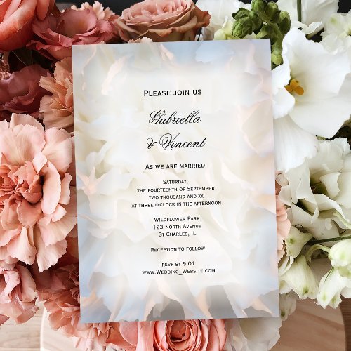 White Carnation Flowers Wedding Invitation