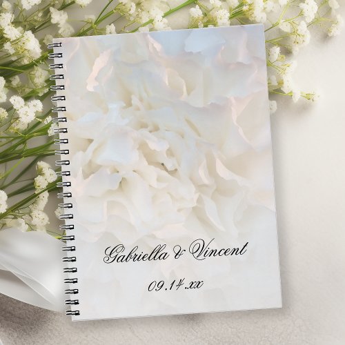 White Carnation Flowers Wedding Notebook