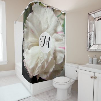 White Carnation Watercolor Fine Floral Shower Curtain by euclid_ at Zazzle