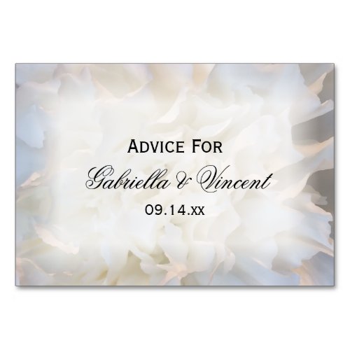 White Carnations Floral Wedding Advice Cards