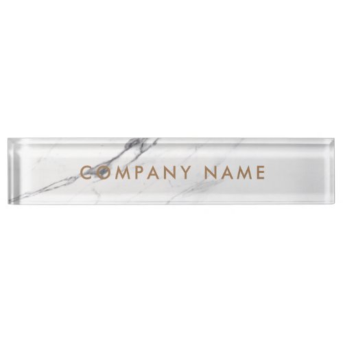 White Carrara Marble Classic Personalized Company  Desk Name Plate