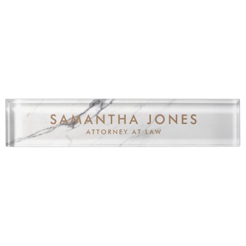 White Carrara Marble Classic Personalized Nameplat Desk Name Plate