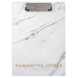 White Carrara Marble Gold Classic Modern Clipboard