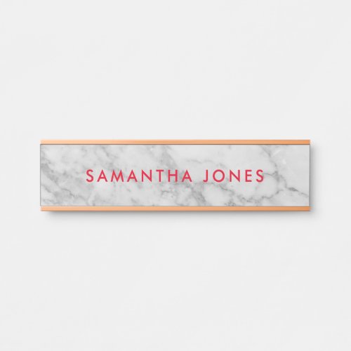 White Carrara Marble Gold Classic Personalised  Do Door Sign