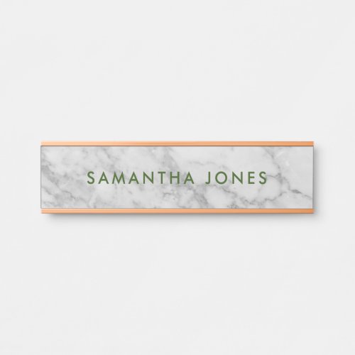 White Carrara Marble Gold Classic Personalised Doo Door Sign