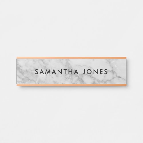 White Carrara Marble Gold Classic Personalised Doo Door Sign