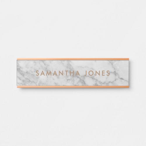 White Carrara Marble Gold Classic Personalised  Door Sign