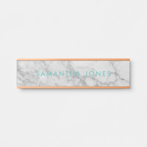 White Carrara Marble Gold Classic Personalised Door Sign