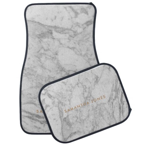 White Carrara Marble Gold Classic Personalized Car Floor Mat