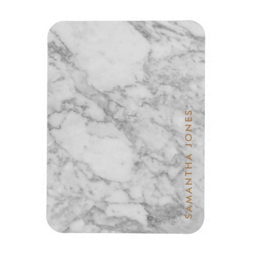 White Carrara Marble Gold Classic Personalized Magnet