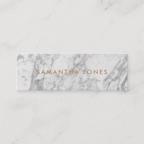 White Carrara Marble Gold Classic Personalized Mini Business Card