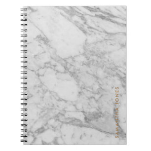 White Carrara Marble Gold Classic Personalized Notebook
