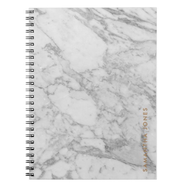 White Carrara Marble Gold Classic Personalized Notebook (Front)