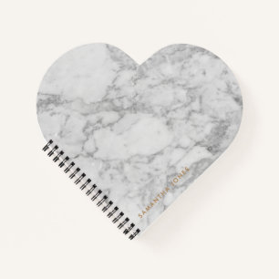 White Carrara Marble Gold Classic Personalized Notebook