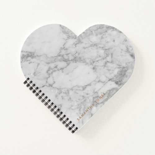 White Carrara Marble Gold Classic Personalized Notebook