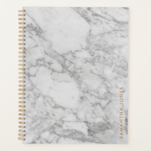 White Carrara Marble Gold Classic Personalized Planner