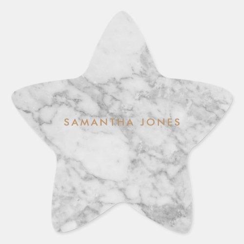 White Carrara Marble Gold Classic Personalized Star Sticker