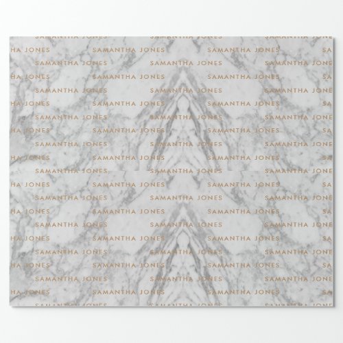 White Carrara Marble Gold Classic Personalized Wrapping Paper