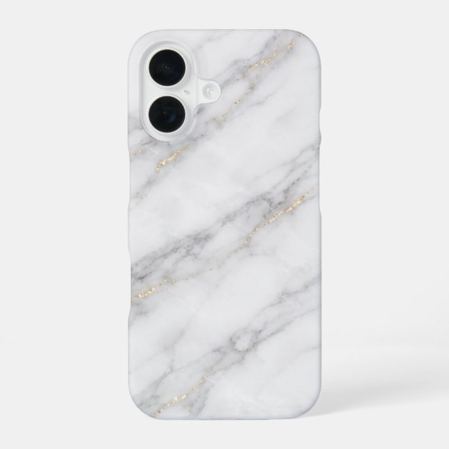 White Carrara Marble with Champagne Gold Veining iPhone Case (Back)