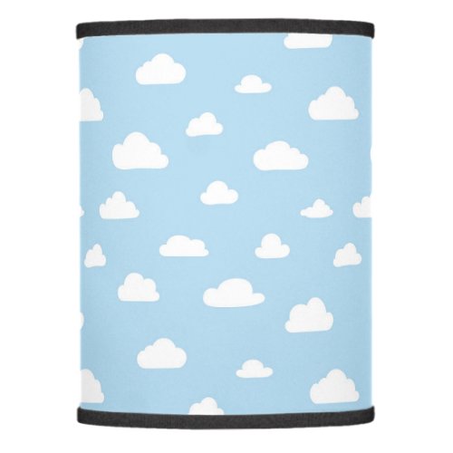 White Cartoon Clouds on Blue Background Pattern Lamp Shade