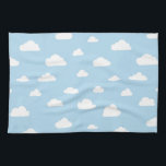 White Cartoon Clouds on Blue Background Pattern Towel<br><div class="desc">White cartoon clouds on light blue background pattern</div>