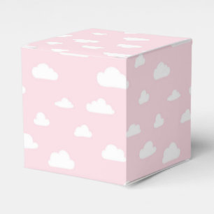 White Cartoon Clouds on Pink Background Pattern Favor Boxes