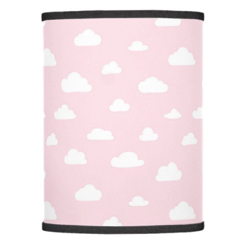 White Cartoon Clouds on Pink Background Pattern Lamp Shade