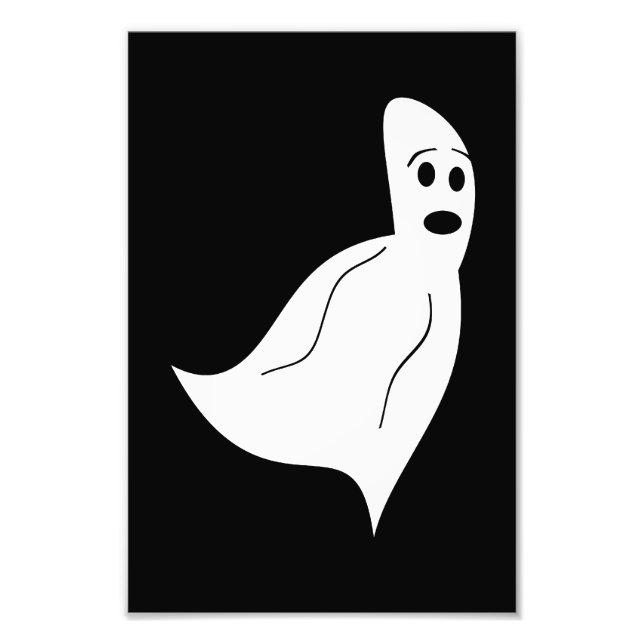 White Cartoon Ghost Photo Print (Front)