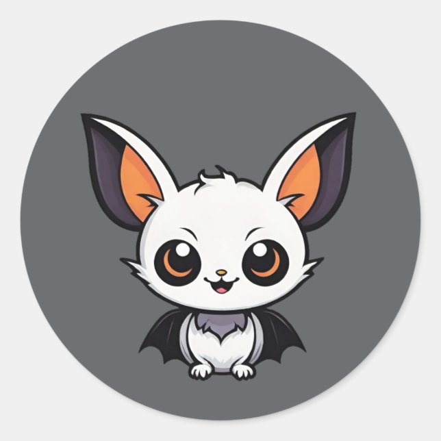 White Cartoon Halloween Vampire Bat Stickers (Front)