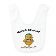 White Cartoon Matzah Monster Passover Baby Bib