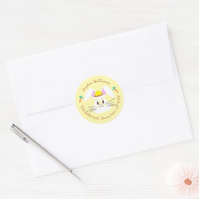 White cartoon rabbit yellow envelope seals (Envelope)
