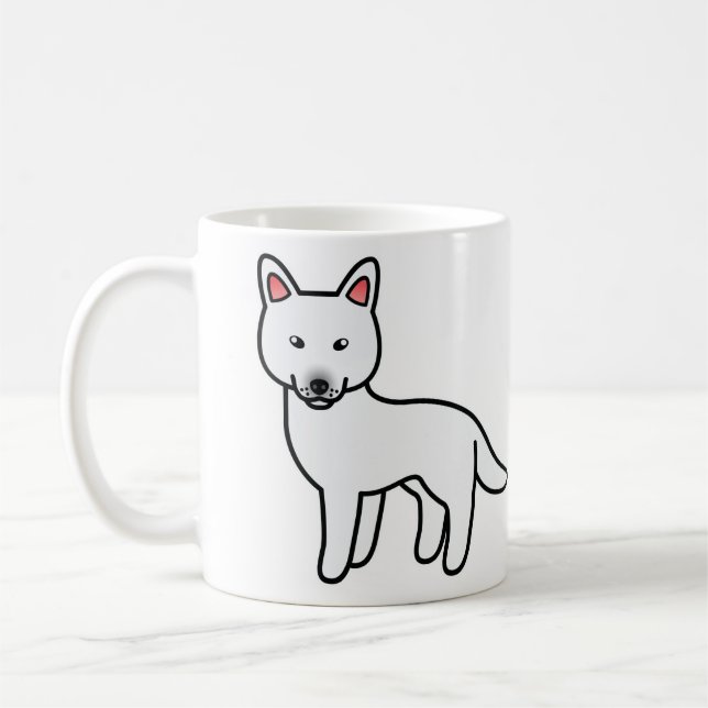 White Cartoon Siberian Husky Dog Coffee Mug (Left)