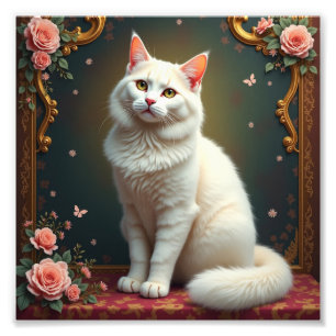 White Cat 5D Diamond Painting Kit Photo Print