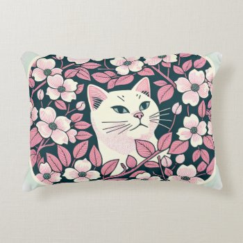 White Cat                                          Accent Pillow by ellesgreetings at Zazzle