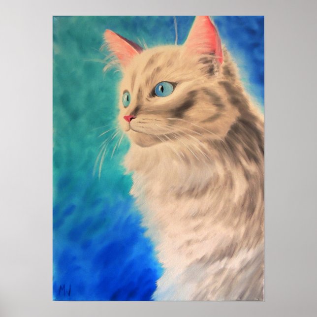 White Cat Art Print (Front)