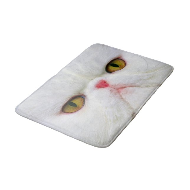 White Cat Bathroom Mat (Angled)