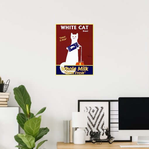 White Cat Brand Whole Milk Poster Zazzle