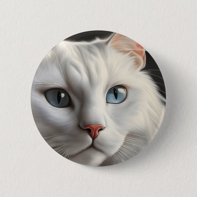 White Cat Button (Front)